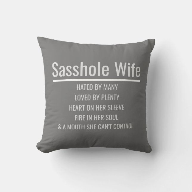 Sasshole Wife Throw Pillow (Front)