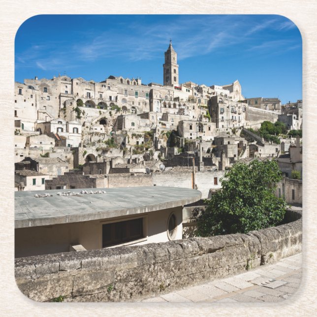 Sassi di Matera old city Square Paper Coaster (Front)