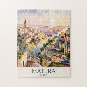 Sassi di Matera Travel Italy Cave City Watercolor Jigsaw Puzzle