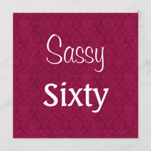 Sassy 60 Birthday Red and White Damask B203 Invitation