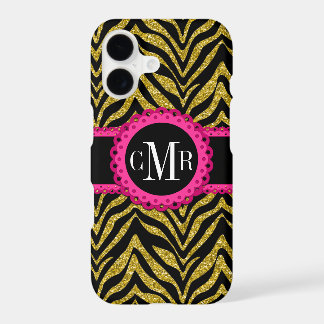 Sassy and Chic Zebra Print Pink Lace Monogram