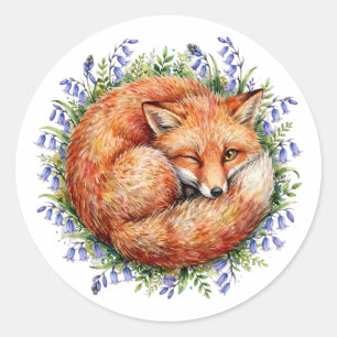  Sassy Animal Circular Flower bed-Fox Classic Round Sticker