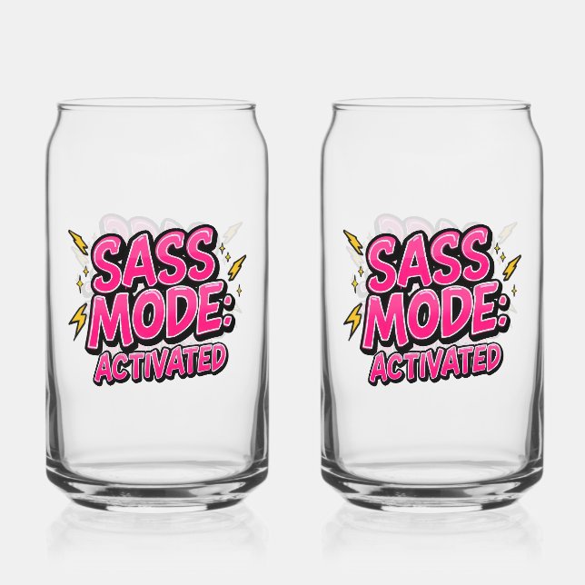 Sassy Attitude and Bold Pop Art Can Glass (Front)