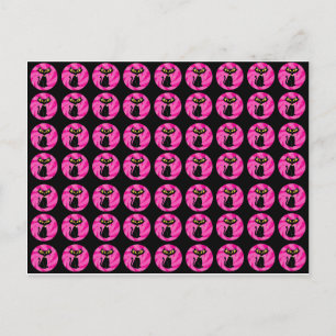 sassy Black Cat on Pink Pattern Postcard