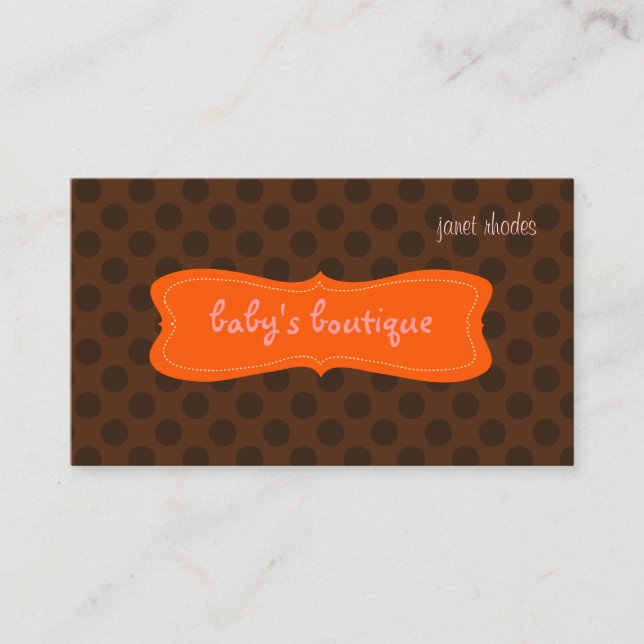Sassy boutique, Chocolate Brown Polkda Dots Business Card (Front)