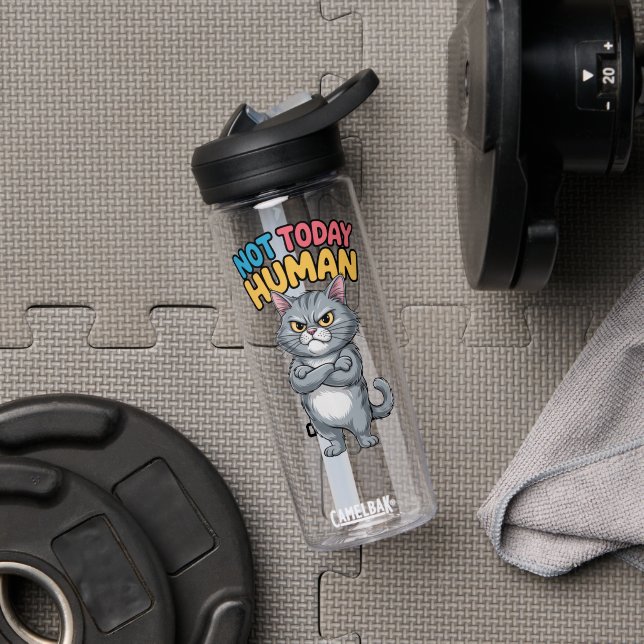 Sassy Cat Human Humor Water Bottle (Gym (Rotated))