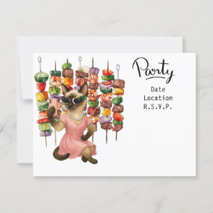 Sassy Cat Selfie at Party Invitation Postcard