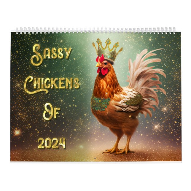 Sassy chickens Two Page LargeCalendar, White Calendar (Cover)