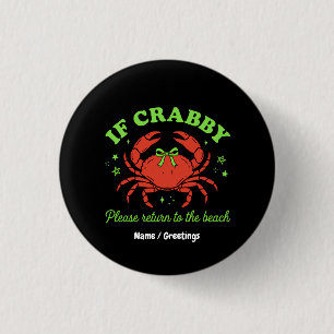 Sassy Coastal Crab Beach Aesthetic Bow Vintage 1 Inch Round Button