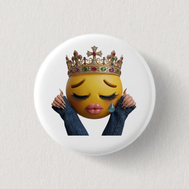 Sassy Crying Emoji Party Balloon - Dramatic Birthd 1 Inch Round Button (Front)