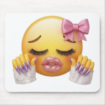 Sassy Crying Emoji with Pink Bow and Nails