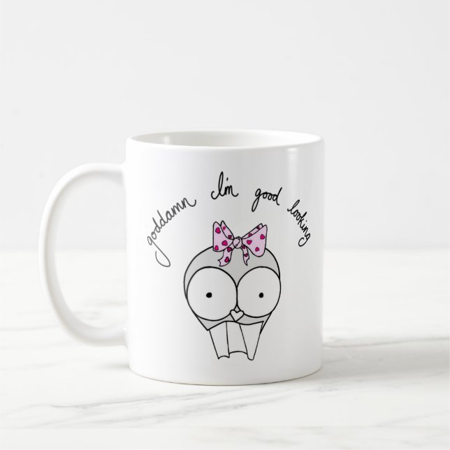 Sassy Cute Skull Mug with Teeth and Bow (Left)