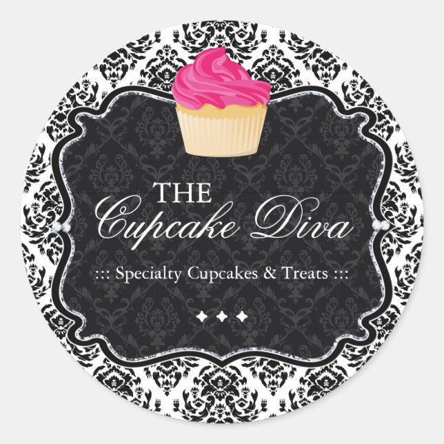 Sassy Damask  Cupcake - Packaging Stickers (Front)