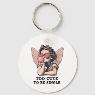 Sassy Dreamscape Cherub – "Too Cute To Be Single" Keychain
