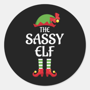 Sassy Elf Family Matching Group Christmas Classic Round Sticker