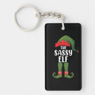 Sassy Elf Matching Family Group Christmas Party Keychain