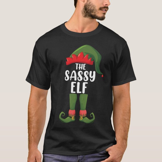 Sassy Elf Matching Family Group Christmas Party T-Shirt (Front)