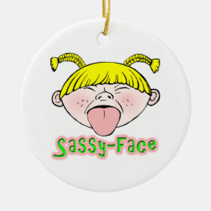 Sassy Face Girl Ceramic Ornament
