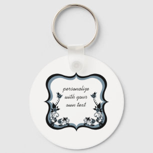 Sassy Floral Frame Keychain, Dark Periwinkle Keychain