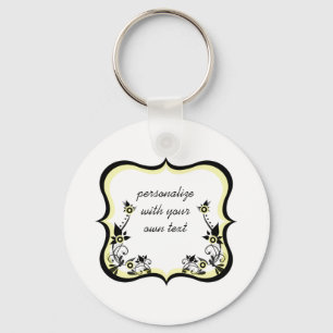 Sassy Floral Frame Keychain, Light Yellow Keychain