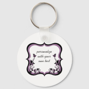 Sassy Floral Frame Keychain, Purple Keychain