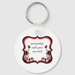 Sassy Floral Frame Keychain, Red Keychain