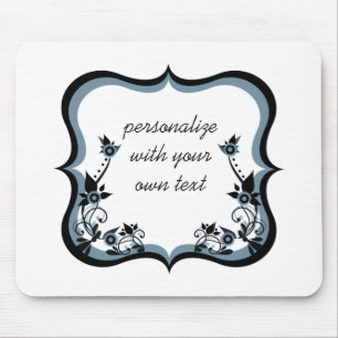 Sassy Floral Frame Mousepad, Dark Periwinkle Mouse Pad
