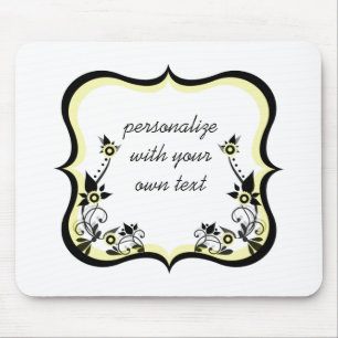 Sassy Floral Frame Mousepad, Light Yellow Mouse Pad