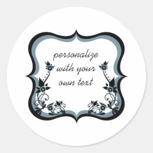 Sassy Floral Frame Stickers, Dark Periwinkle Classic Round Sticker