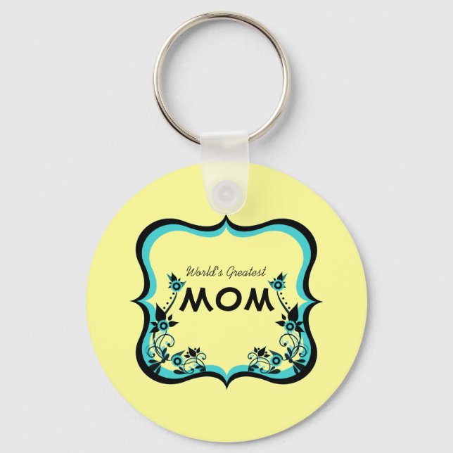 Sassy Floral World's Greatest Mom Keychain (Front)