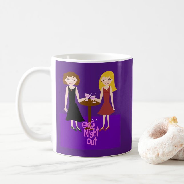 Sassy Girls Night Out Fun Flirty Cartoon T-Shirt Coffee Mug (With Donut)