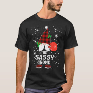 Sassy Gnome Buffalo Plaid Matching Family Christma T-Shirt