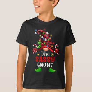 Sassy Gnome Christmas Buffalo Plaid Family Gnomes T-Shirt