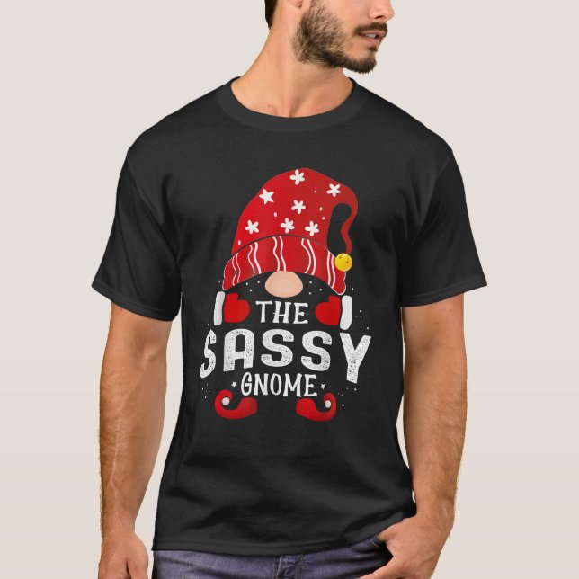 Sassy Gnome Matching Christmas PJS For Family  T-Shirt (Front)