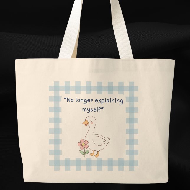 Sassy Goose Blue Gingham Tote Bag (Creator Uploaded)