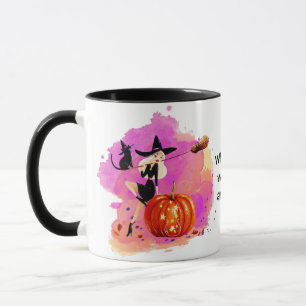 Sassy Halloween Witch With Cat Mug