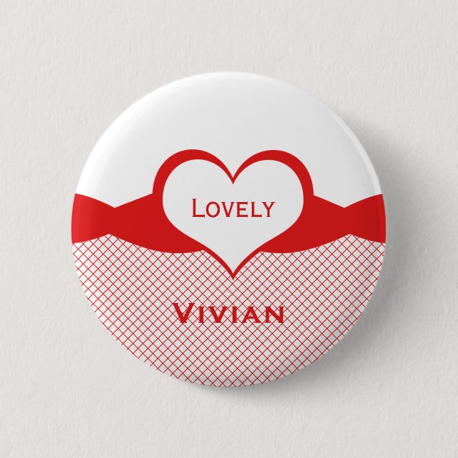 Sassy Heart Fishnet Button, Red 2 Inch Round Button (Front)