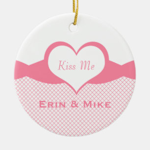 Sassy Heart Fishnet Ornament, Pink Ceramic Ornament