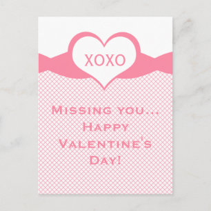 Sassy Heart Fishnet Valentine Postcard, Pink Holiday Postcard