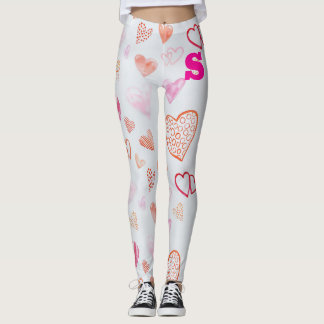Sassy heart shaped pink print leggings