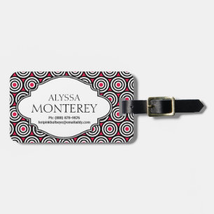 Sassy HOT Pink Personalized Mod Print Bag Tag