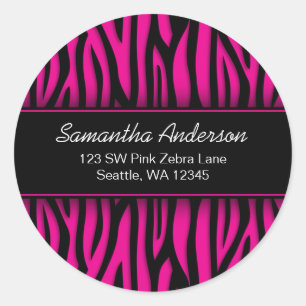 Sassy Hot rose Zebra Stickers Étiquette de adresse