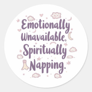 Sassy Introvert Humor with Cute Clouds Classic Round Sticker