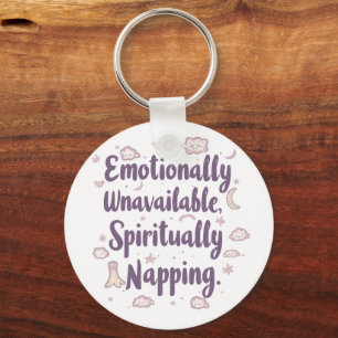 Sassy Introvert Humor with Cute Clouds Keychain