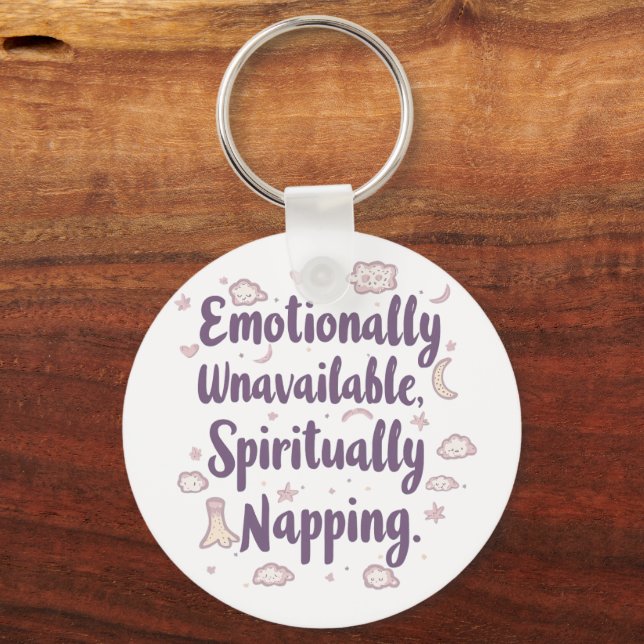 Sassy Introvert Humor with Cute Clouds Keychain (Front)