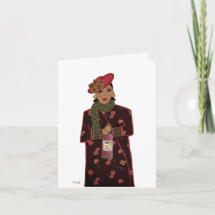 Sassy Lady with Wine Bottle Birthday Card