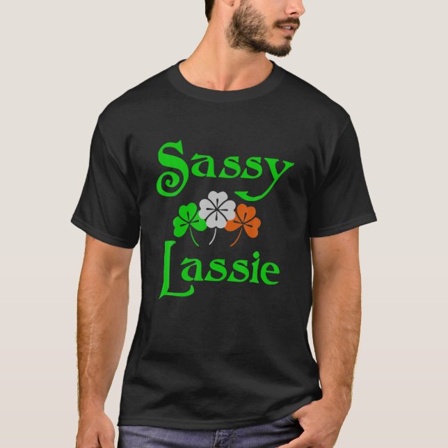 Sassy Lassie Shamrock St Patricks Day Men Women Gi T-Shirt (Front)