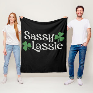 Sassy Lassie St Patrick's Day Irish Girl Shamrock Fleece Blanket
