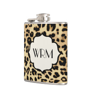Sassy Leopard Print Monogrammed Hip Flask