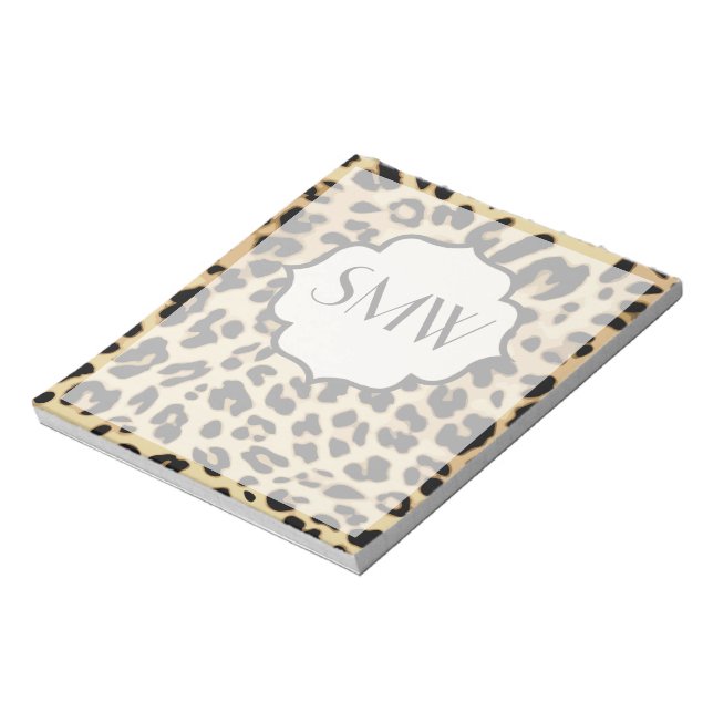Sassy Leopard Print Monogrammed Notepad (Rotated)